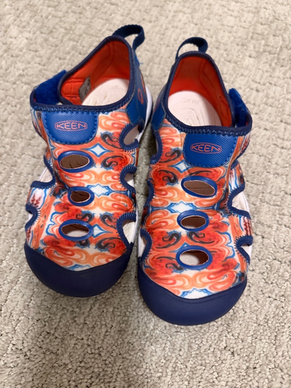 KEEN Kids Blue and Orange Swirl Water Sandals